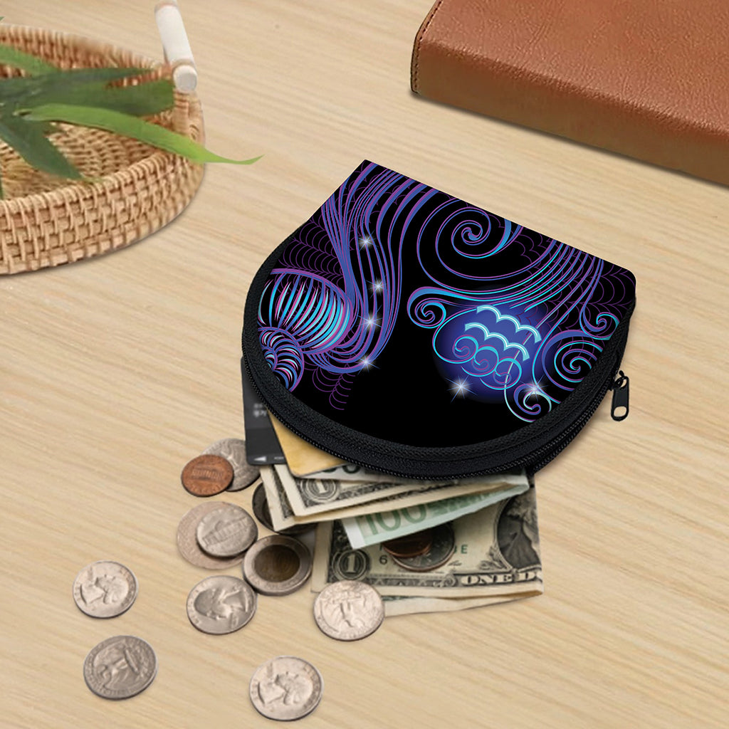 Dark Aquarius Zodiac Sign Print Coin Purse