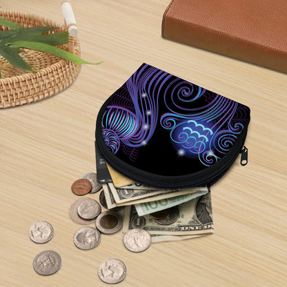 Dark Aquarius Zodiac Sign Print Coin Purse