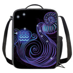Dark Aquarius Zodiac Sign Print Crossbody Lunch Bag