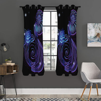 Dark Aquarius Zodiac Sign Print Curtain