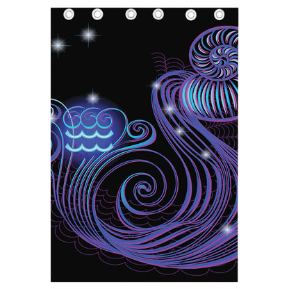 Dark Aquarius Zodiac Sign Print Curtain