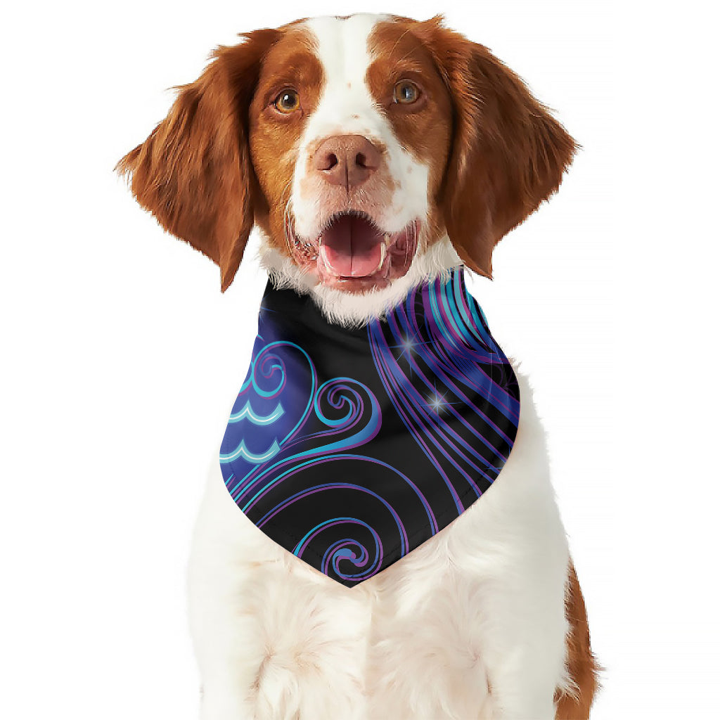 Dark Aquarius Zodiac Sign Print Dog Bandana