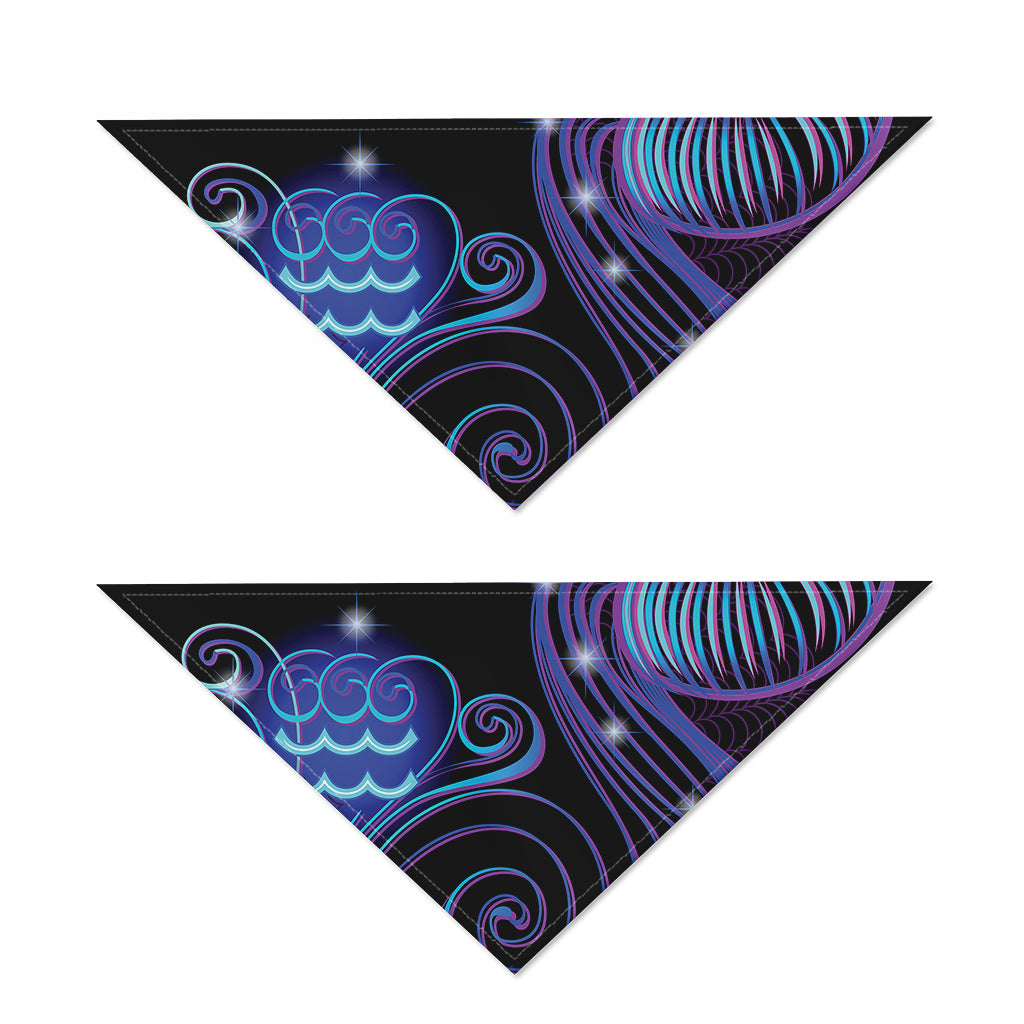 Dark Aquarius Zodiac Sign Print Dog Bandana