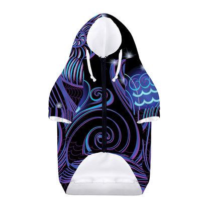 Dark Aquarius Zodiac Sign Print Dog Zip Up Hoodie