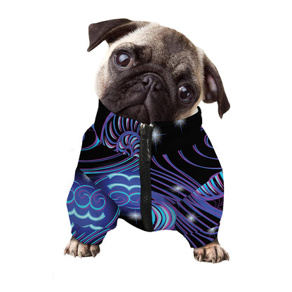 Dark Aquarius Zodiac Sign Print Dog Zip Up Jacket