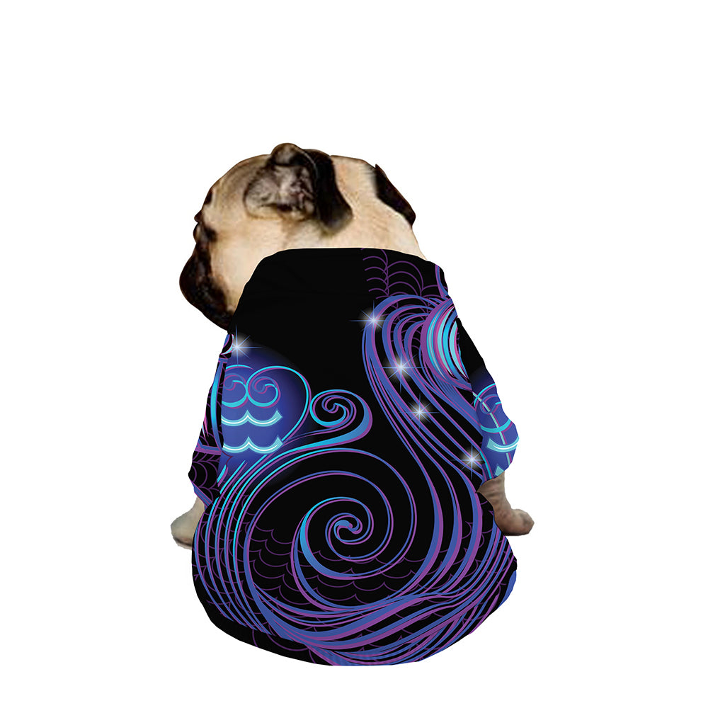 Dark Aquarius Zodiac Sign Print Dog Zip Up Jacket