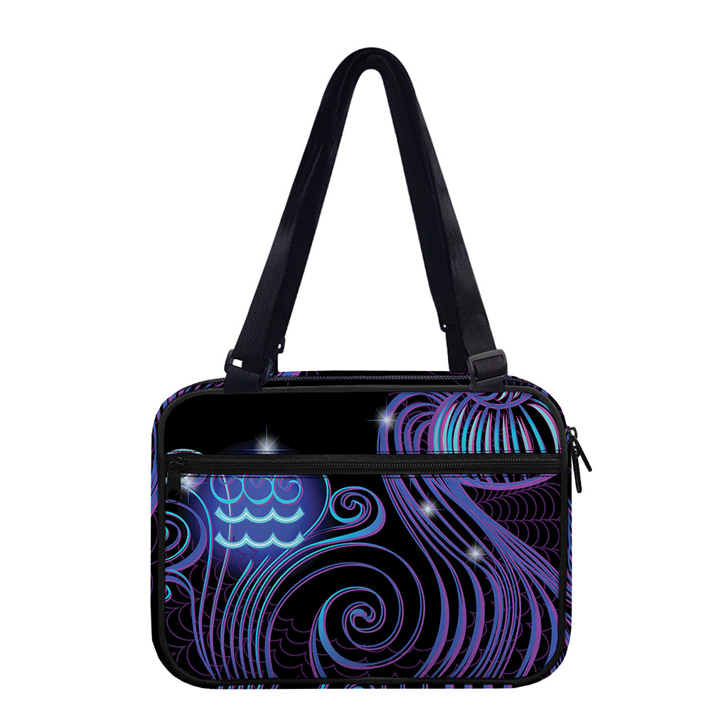 Dark Aquarius Zodiac Sign Print Double Strap Bible Bag
