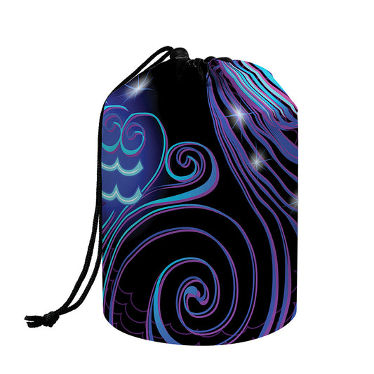 Dark Aquarius Zodiac Sign Print Drawstring Makeup Bag