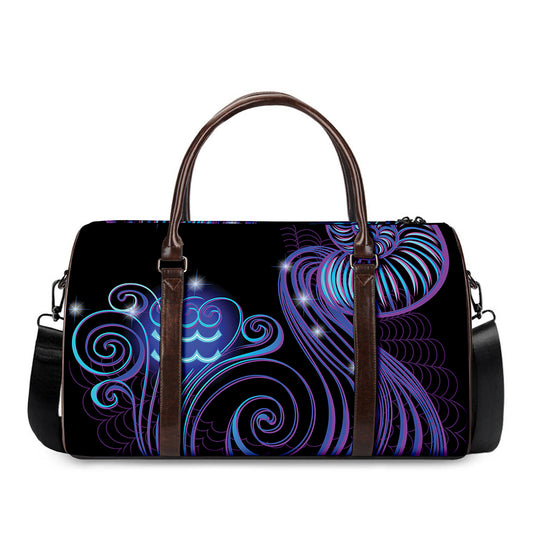 Dark Aquarius Zodiac Sign Print Duffle Bag