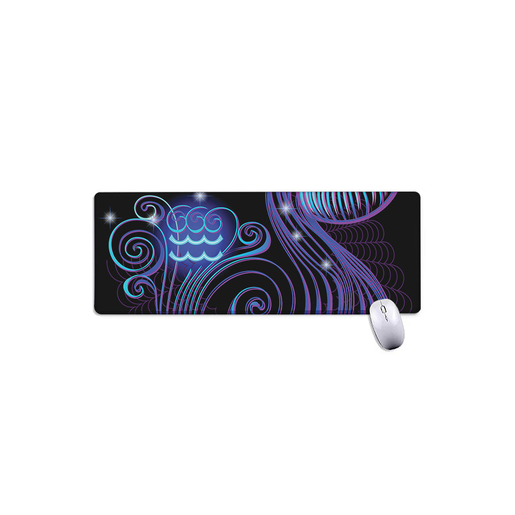 Dark Aquarius Zodiac Sign Print Extended Mouse Pad