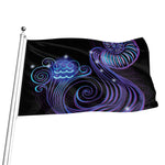 Dark Aquarius Zodiac Sign Print Flag