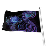 Dark Aquarius Zodiac Sign Print Flag