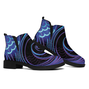 Dark Aquarius Zodiac Sign Print Flat Ankle Boots