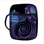 Dark Aquarius Zodiac Sign Print Front Pocket Bible Bag