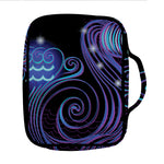 Dark Aquarius Zodiac Sign Print Front Pocket Bible Bag