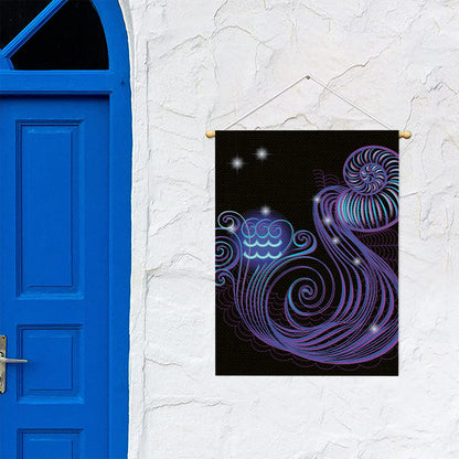 Dark Aquarius Zodiac Sign Print Garden Flag