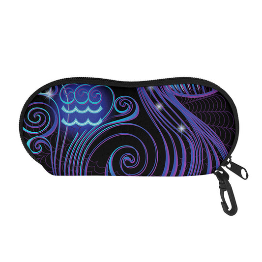Dark Aquarius Zodiac Sign Print Glasses Case