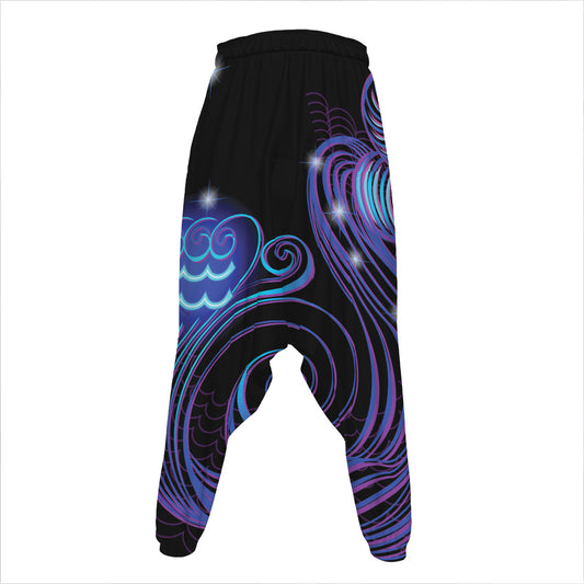 Dark Aquarius Zodiac Sign Print Hammer Pants