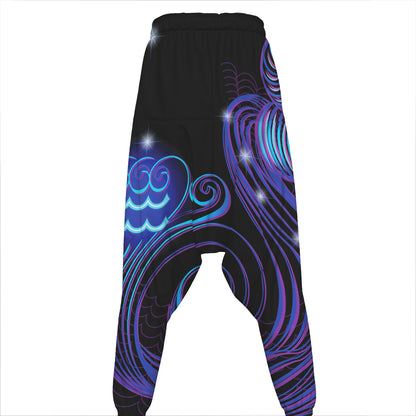 Dark Aquarius Zodiac Sign Print Hammer Pants