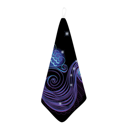 Dark Aquarius Zodiac Sign Print Hand Towel