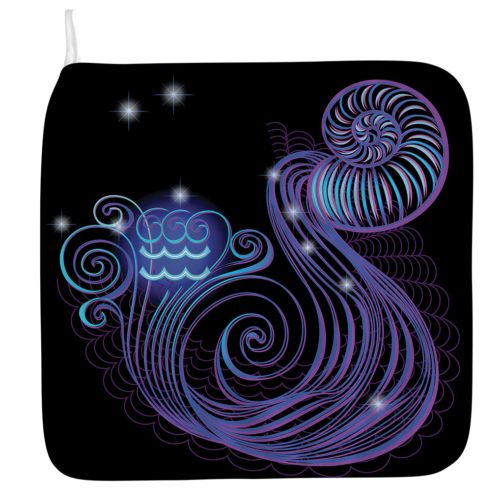 Dark Aquarius Zodiac Sign Print Hand Towel