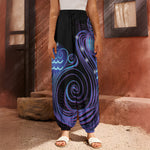 Dark Aquarius Zodiac Sign Print Harem Pants