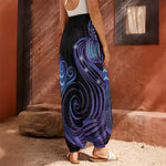 Dark Aquarius Zodiac Sign Print Harem Pants