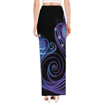 Dark Aquarius Zodiac Sign Print High Slit Maxi Skirt