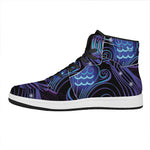 Dark Aquarius Zodiac Sign Print High Top Leather Sneakers