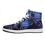 Dark Aquarius Zodiac Sign Print High Top Leather Sneakers