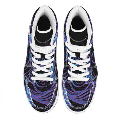 Dark Aquarius Zodiac Sign Print High Top Leather Sneakers