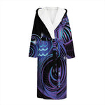 Dark Aquarius Zodiac Sign Print Hooded Bathrobe