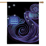 Dark Aquarius Zodiac Sign Print House Flag
