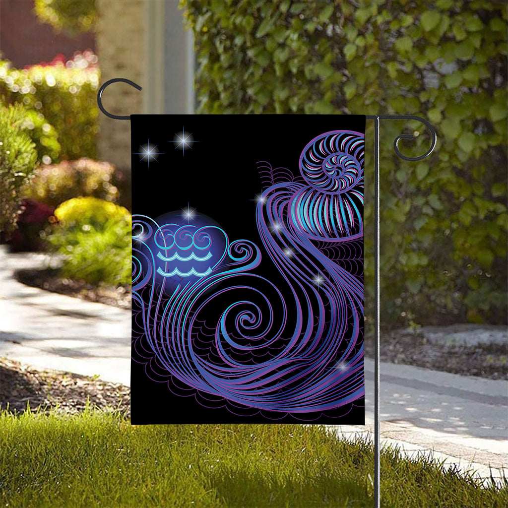 Dark Aquarius Zodiac Sign Print House Flag