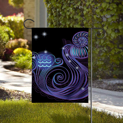 Dark Aquarius Zodiac Sign Print House Flag