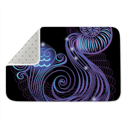 Dark Aquarius Zodiac Sign Print Indoor Door Mat