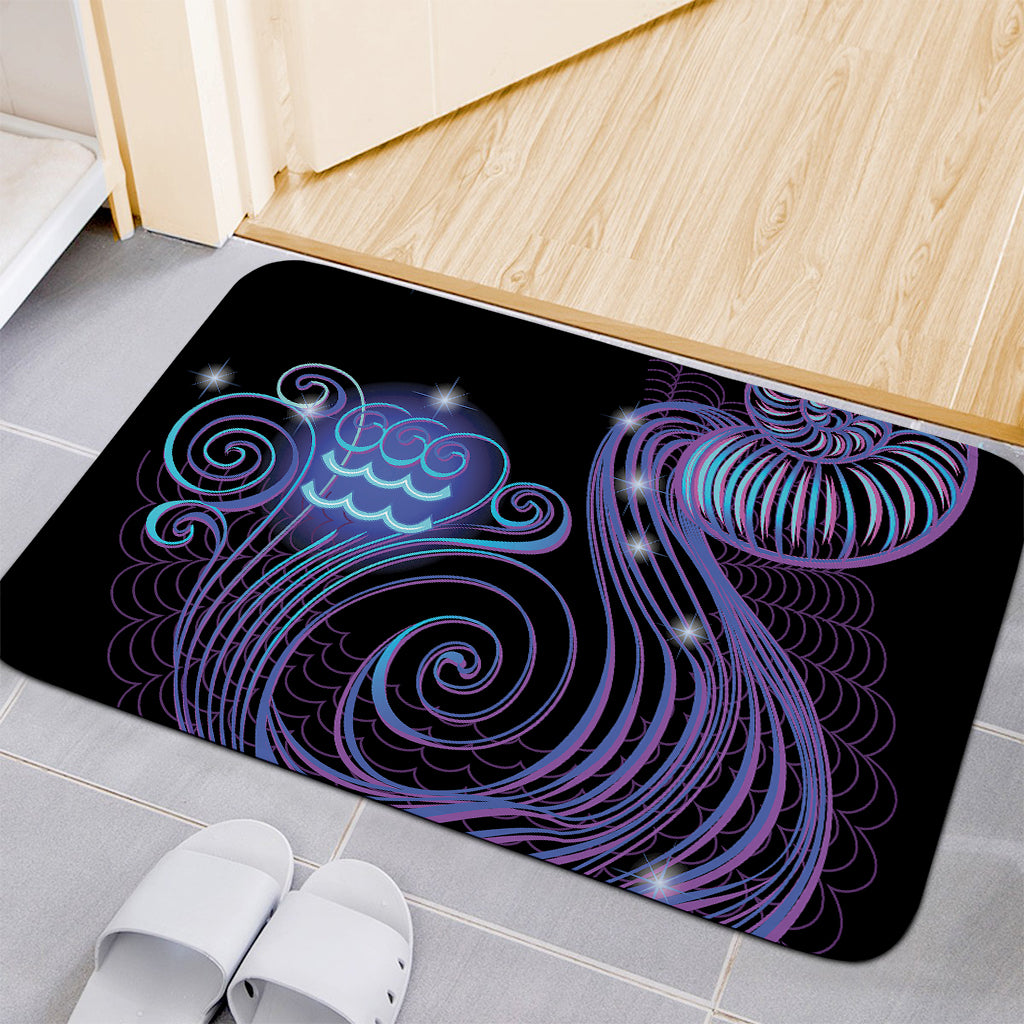Dark Aquarius Zodiac Sign Print Indoor Door Mat
