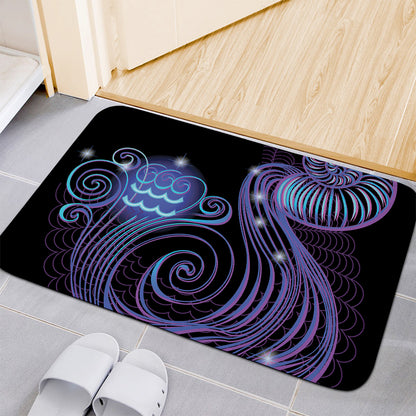 Dark Aquarius Zodiac Sign Print Indoor Door Mat