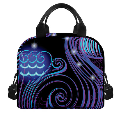Dark Aquarius Zodiac Sign Print Insulated Lunch Bag