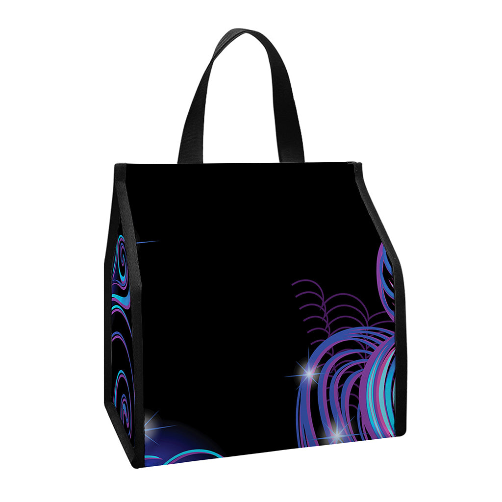 Dark Aquarius Zodiac Sign Print Insulated Lunch Tote
