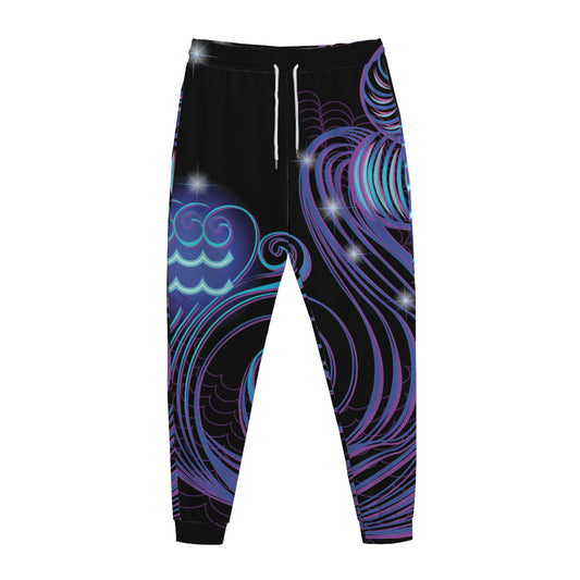 Dark Aquarius Zodiac Sign Print Jogger Pants