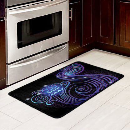 Dark Aquarius Zodiac Sign Print Kitchen Mat