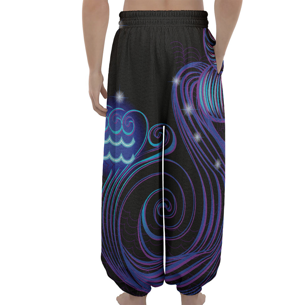 Dark Aquarius Zodiac Sign Print Lantern Pants