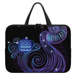 Dark Aquarius Zodiac Sign Print Laptop Sleeve With Handle