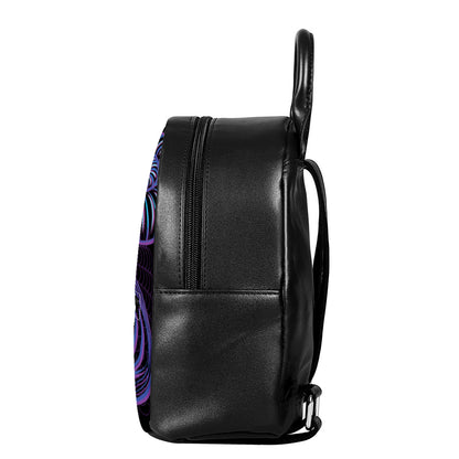 Dark Aquarius Zodiac Sign Print Leather Backpack