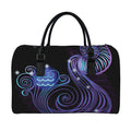 Dark Aquarius Zodiac Sign Print Leather Duffel Bag