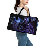 Dark Aquarius Zodiac Sign Print Leather Duffle Bag