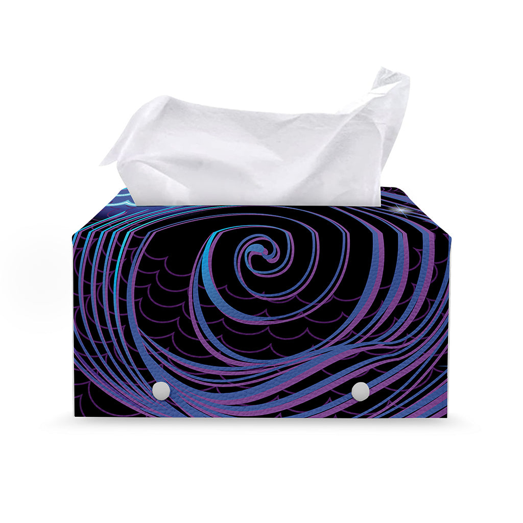 Dark Aquarius Zodiac Sign Print Leather Tissue Box Cover