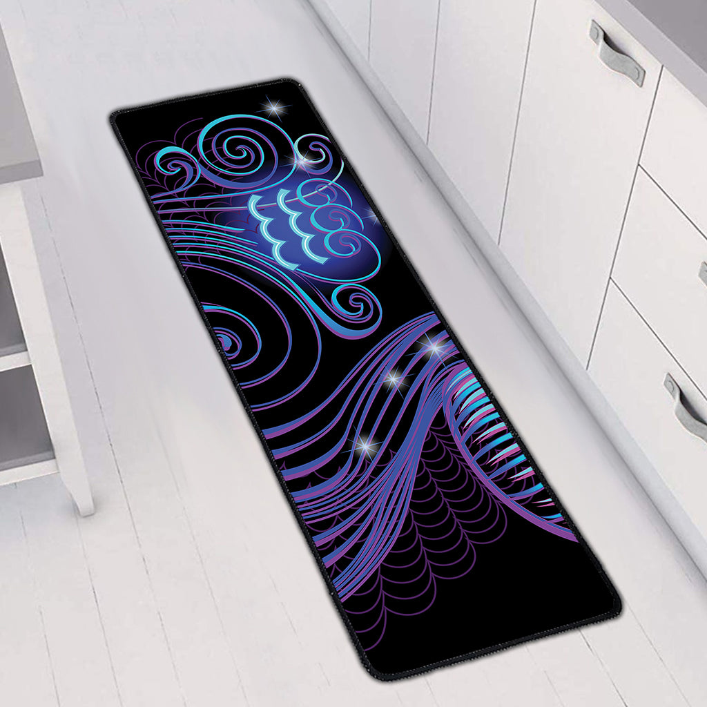 Dark Aquarius Zodiac Sign Print Long Kitchen Mat