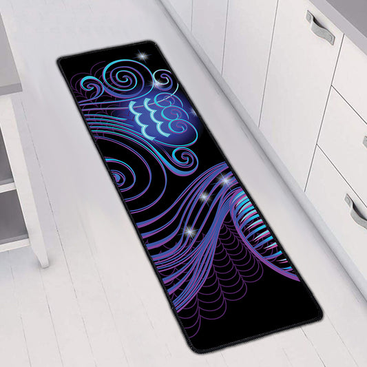 Dark Aquarius Zodiac Sign Print Long Kitchen Mat